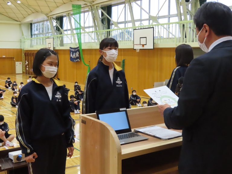 全校集会より 魚沼市立湯之谷中学校